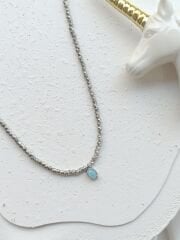 Mavi Taşlı Silver Dorika Kolye