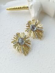 Gold -  Gümüş Detaylı Küpe