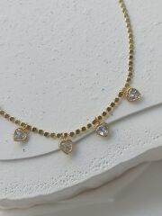 Mini Ezme Kalp Charmlı Kolye