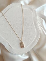 Xuping Tasarım Dikdörtgen Taşlı Kolye