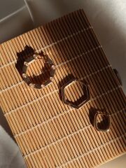 Üçlü Tasarım Altıgen Küpe