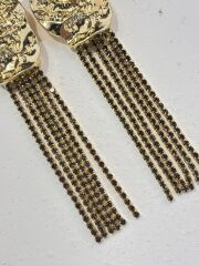 Gold Zincir Detaylı Uzun Küpe