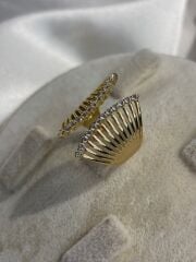 Xuping Ayarlanabilir Gold Sıra Taşlı Yüzük