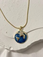 Çelik Gold Dünya Model Kolye