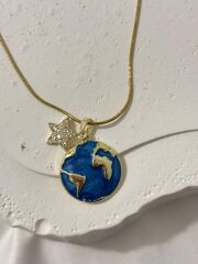Çelik Gold Dünya Model Kolye