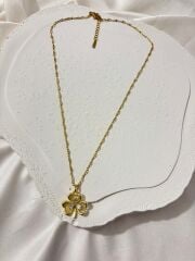 Çelik Gold Yonca Model Kolye
