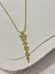 Çelik Y Kelebek kolye