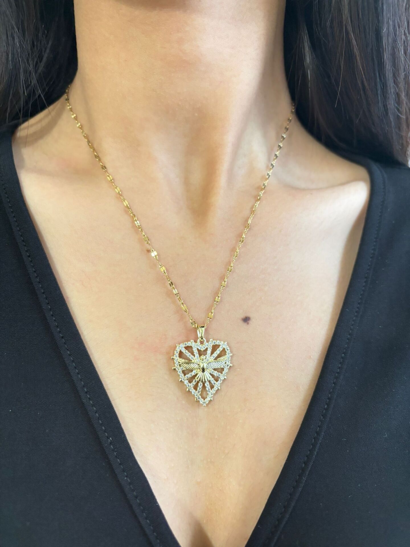 Ankakuşu Taşlı Çelik Kolye