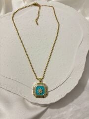 Çelik Kutupyıldızlı Mavi Kolye