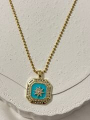 Çelik Kutupyıldızlı Mavi Kolye