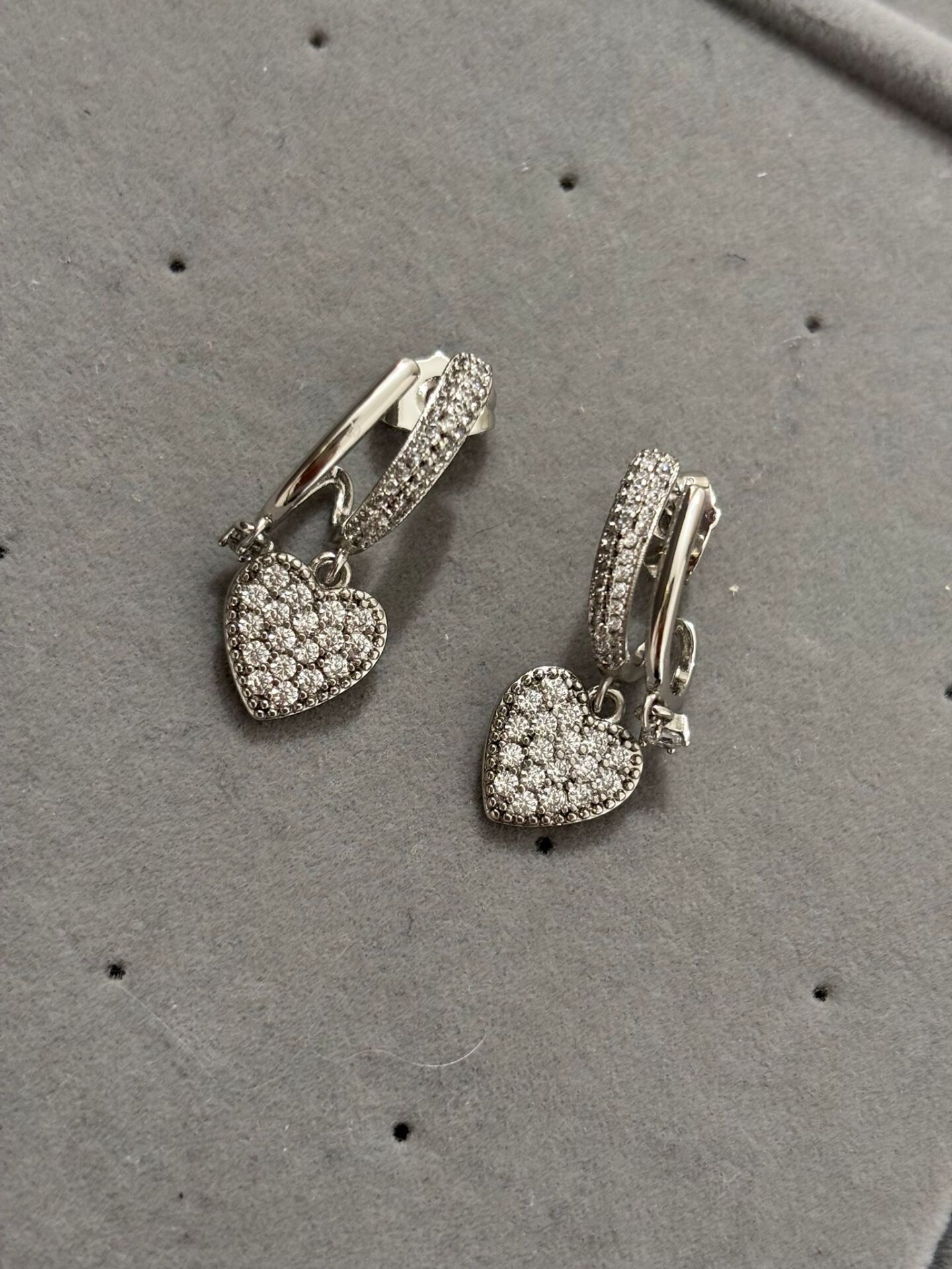 Xuping İkili Görünümlü Silver Kalp Küpe