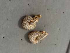 Rosegold Xuping Full Taş Kalpli Küpe