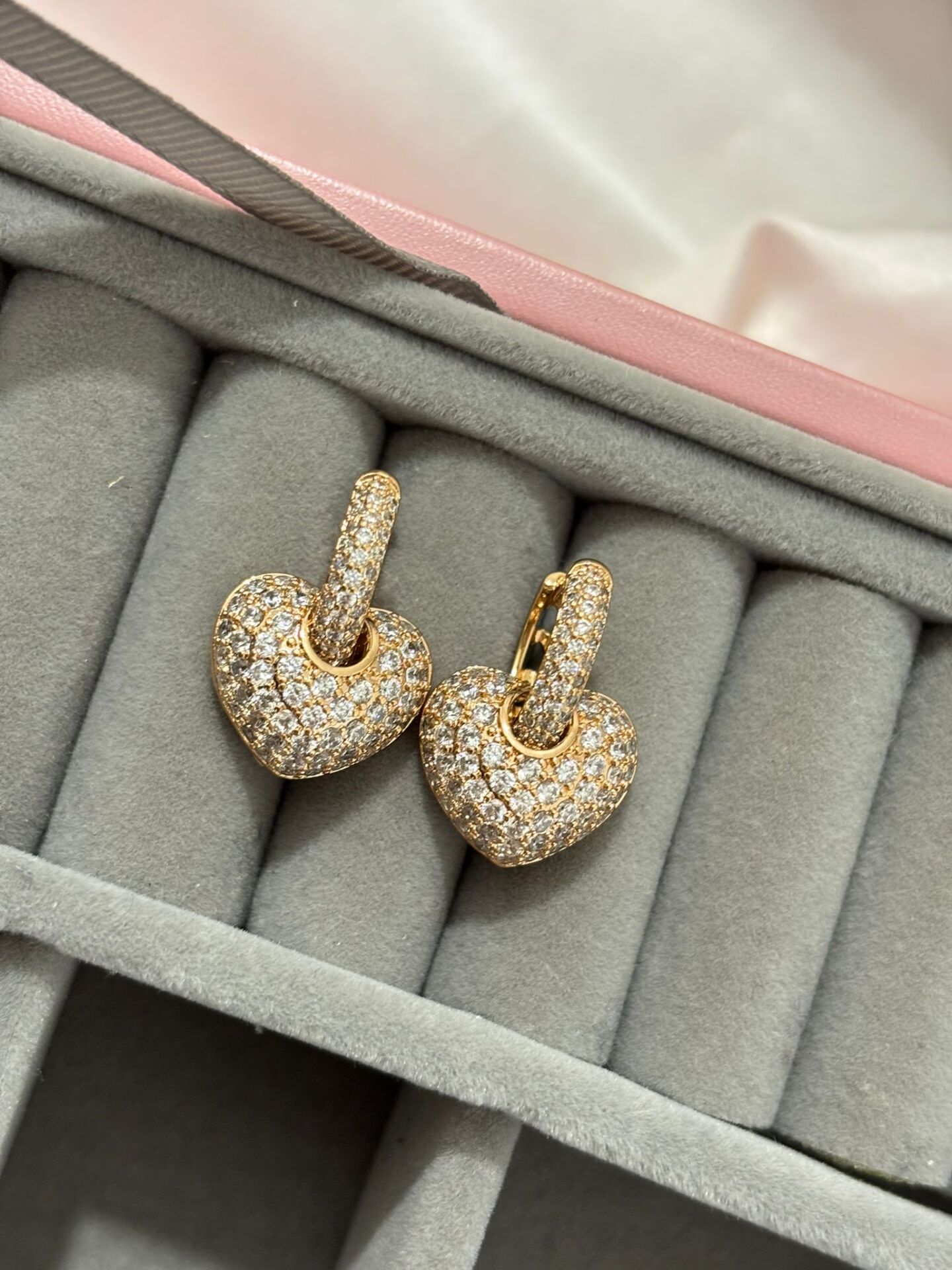 Rosegold Xuping Full Taş Kalpli Küpe