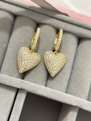 Xuping Gold Taşlı Kalpli Küpe