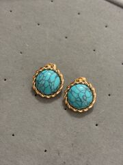 Firuze Taşlı Rosegold Küpe