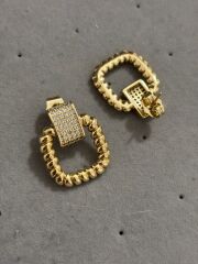 Sallantılı Xuping Kare Kalp Taşlı Küpe