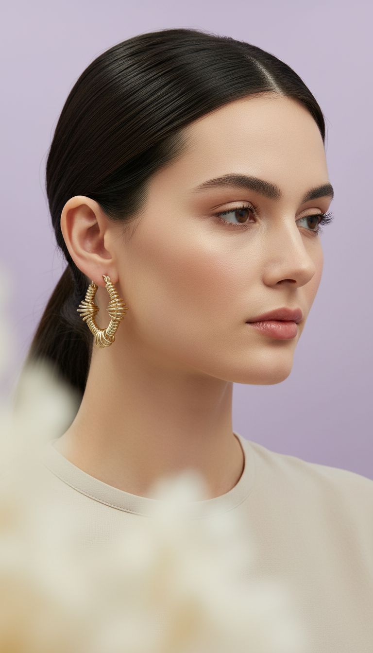 Xuping Gold Tel Örgülü Halka Küpe