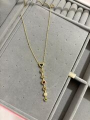 Çelik Renkli Kalpli Y Kolye