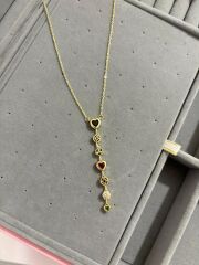 Çelik Renkli Kalpli Y Kolye