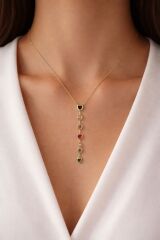 Çelik Renkli Kalpli Y Kolye