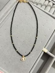 Çelik Siyah Boncuklu Kolye