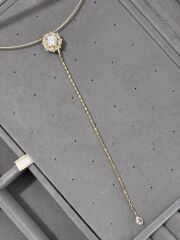 Choker Taşlı Y Kolye Gold