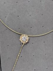 Choker Taşlı Y Kolye Gold