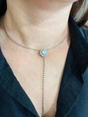 Choker Taşlı Y Kolye Silver