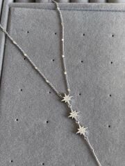 Üçlü Yıldız Y Kolye Silver