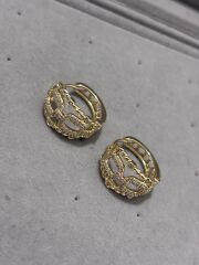 Xuping Taşlı Halka Gold Kalın Küpe