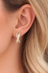 Xuping İkili Taşlı Gold Küpe