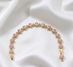 Pembe Taşlı Gold Xuping Bileklik