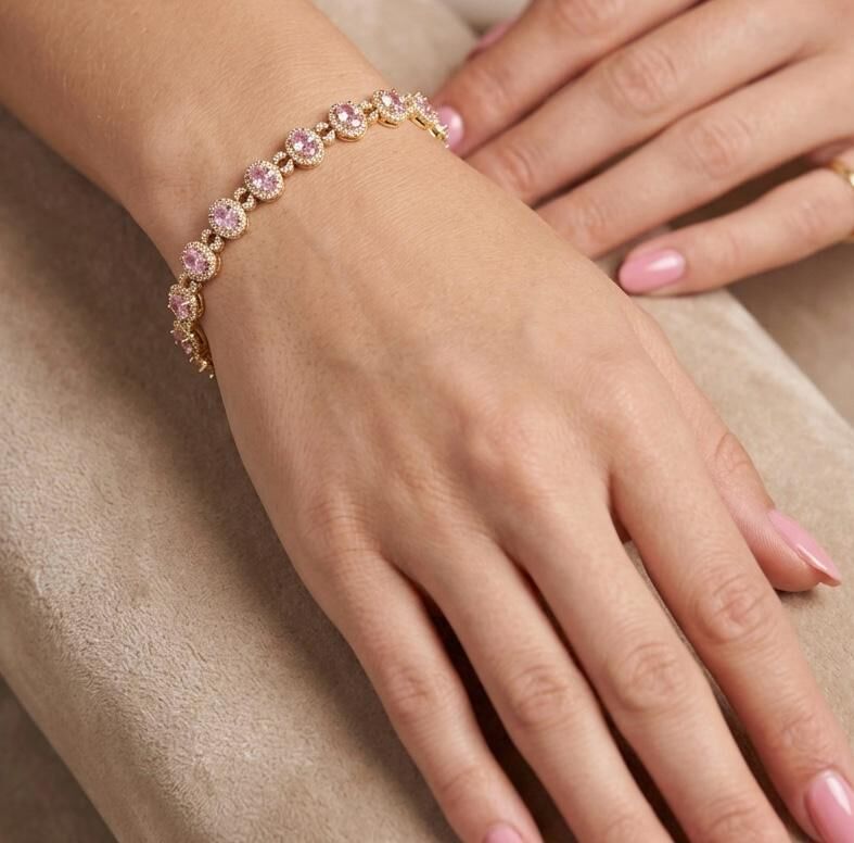 Pembe Taşlı Gold Xuping Bileklik