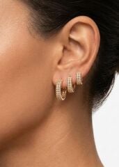 Üçlü Çok Taşlı Gold Küpe