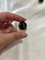 Xuping Gold Siyah Küre Küpe