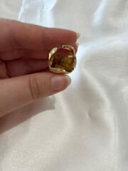 Xuping Gold Kehribar Tonlu Kare Küpe