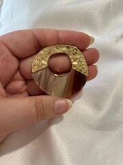 Xuping Gold Kahve Mermer Desenli Halka Küpe