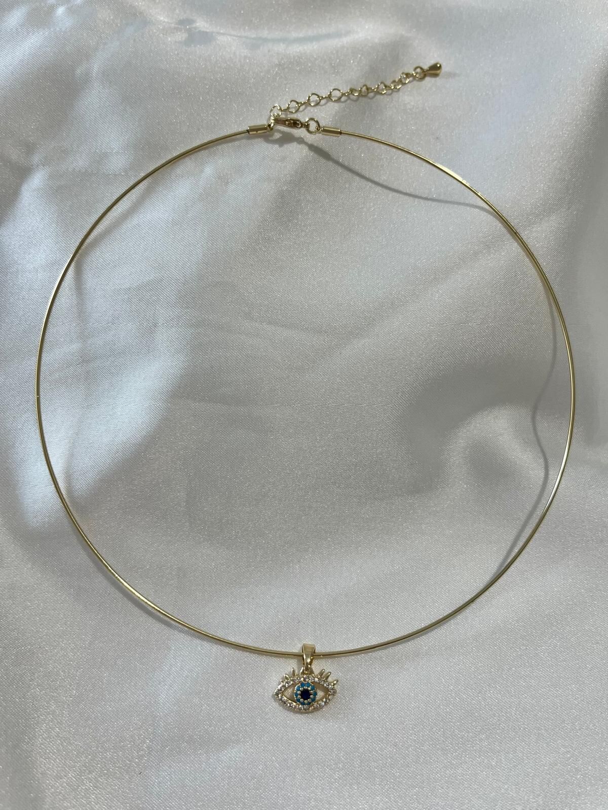 Xuping Gold Mavi Taşlı Göz Choker Kolye