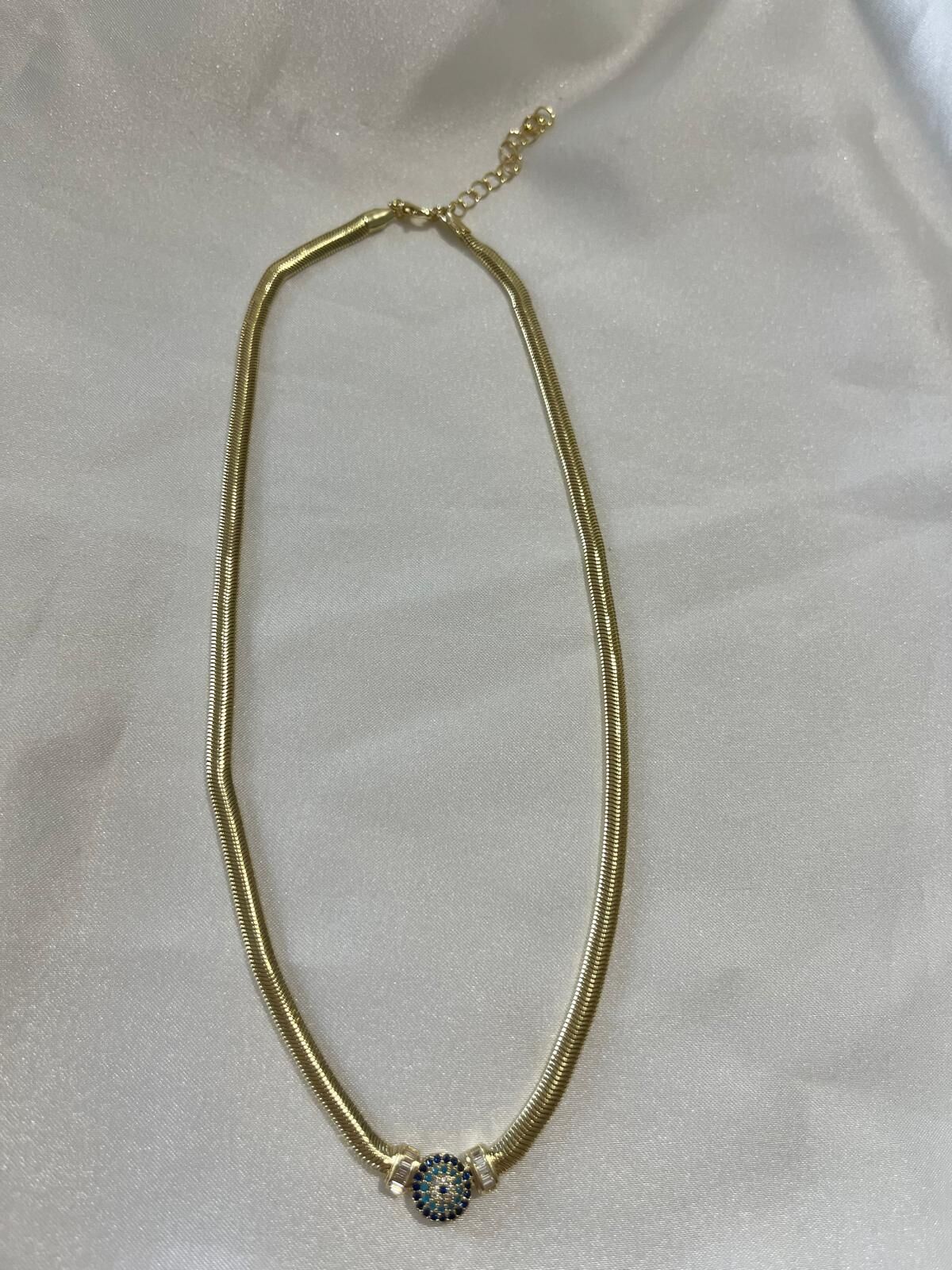 Xuping Gold Nazar Boncuklu Balık Sırtı Kolye